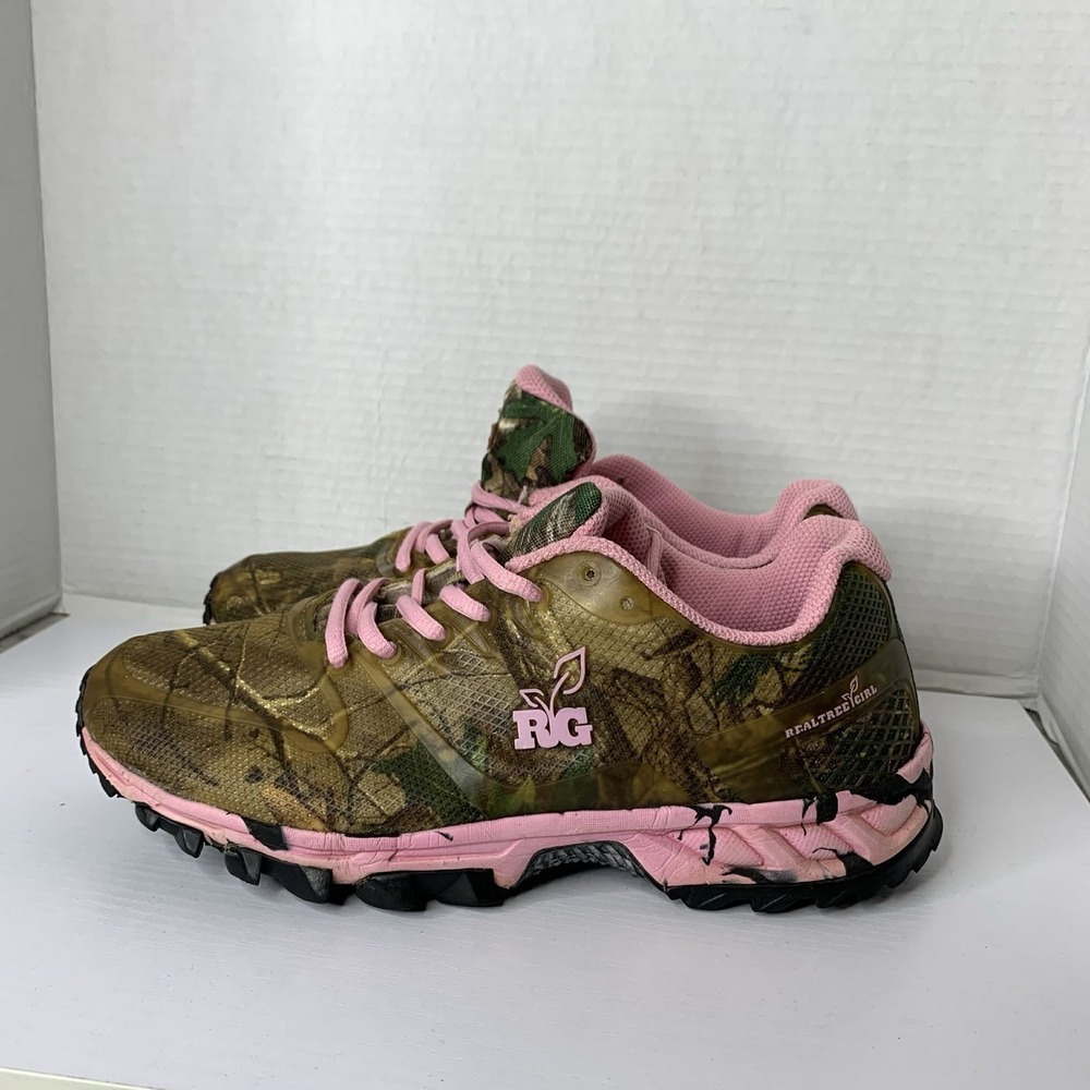 Realtree Mamba Camo Trail Shoes Women Size 8.5 Brown Pink Hiking Outdoor Hunting